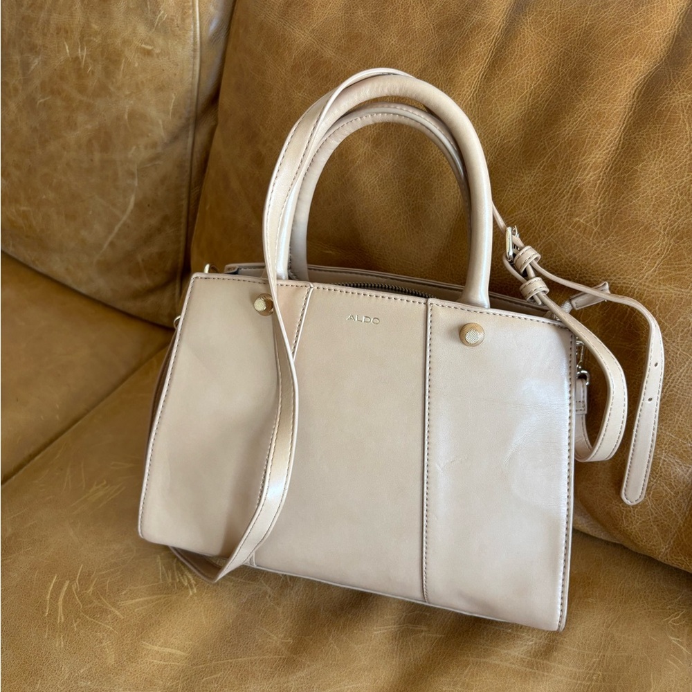 ALDO Camel Tan Leather Structured Satchel - Picture 14 of 16